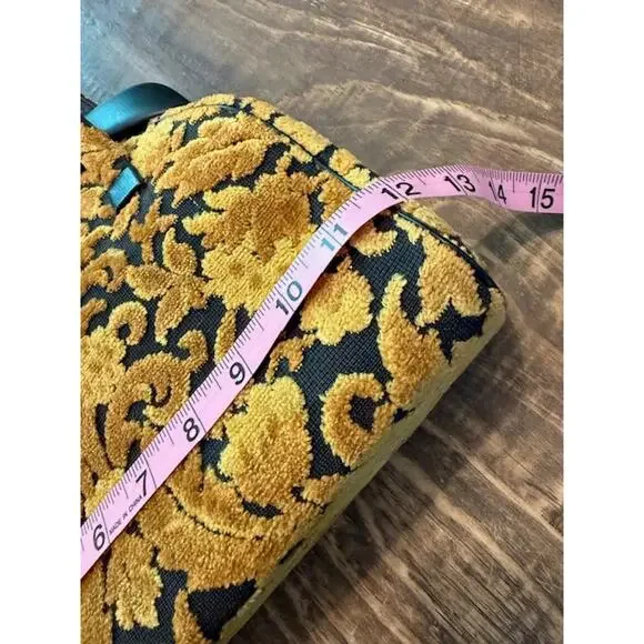 Vintage 1960's Gold Floral Tapestry Cut Chenille Handbag - Picture 6 of 9